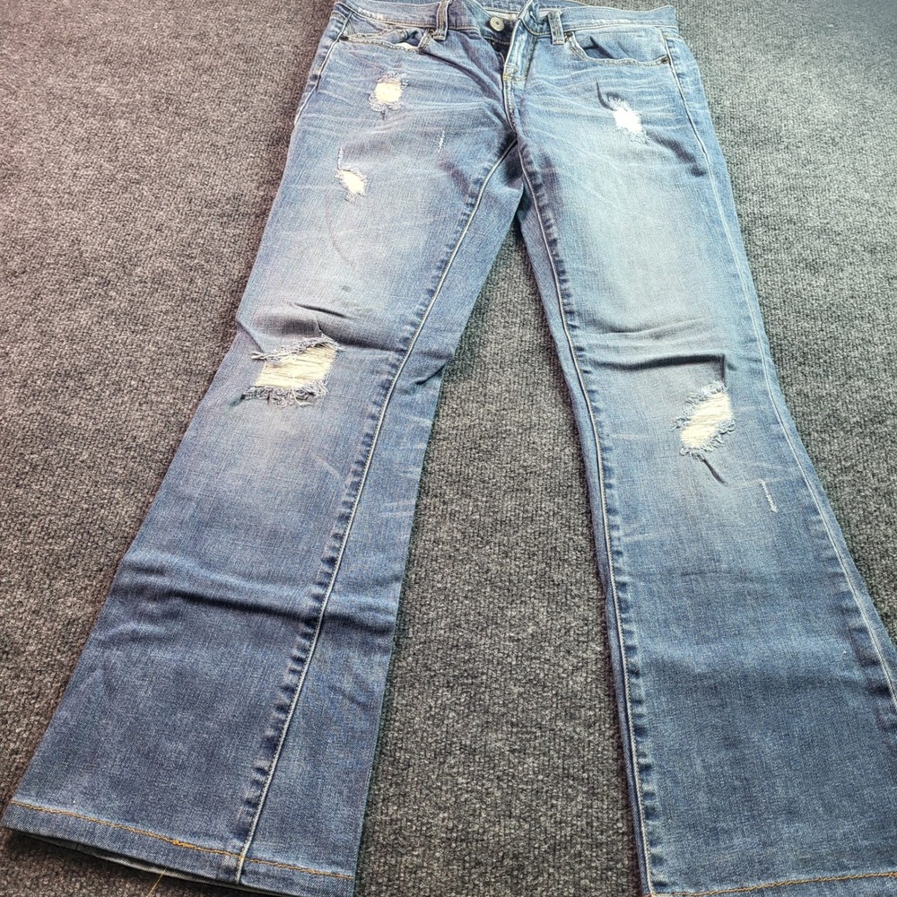 London Jean Womens Jeans Blue Flare Distressed Ripped Denim Size 6 - Picture 3 of 13